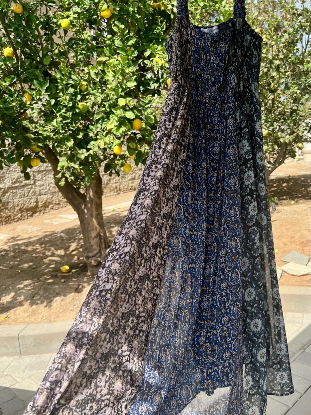 Beyond the Radar NWT Floral Flowy Patchwork Smocked Midi Maxi Dress Size M Boho